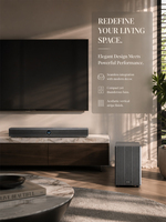 Soundbar 8 Inch Grosir dengan Subwoofer dan Dua Mikrofon Nirkabel untuk TV, Film, dan Karaoke