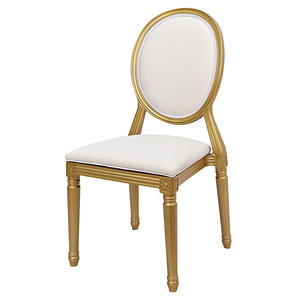 Chaises de salle à manger empilables pour hôtels, restaurants et maisons, dossier ovale, chaises <span class=keywords><strong>Louis</strong></span> dorées, chaises en résine plastique rembourrées à vendre - Product Image 1