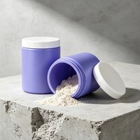 Pot en plastique PET violet pastel à large ouverture, vide, pour poudre et crème, avec couvercle à vis blanc, pour compléments et cosmétiques, vente en gros