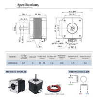 Motor Stepper Nema 17 Seri 42x42x23mm 34mm 40mm 48mm 60mm 12V 4 Lead Hybrid untuk Printer 3D dan CNC