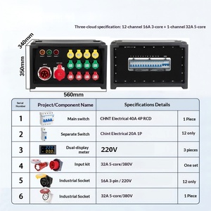 กล่องจ่ายไฟแบบมืออาชีพ 12 ช่อง 16A 3 แกน + 1 ช่อง 32A 5 แกน พร้อมมิเตอร์วัดแรงดันไฟฟ้าสำหรับเวที - Product Image 6