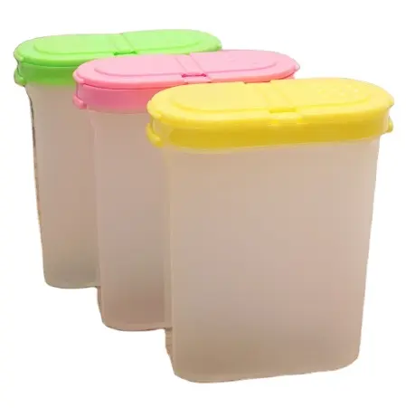 3 colores 250ml plástico comida condimento contenedor cocina especias cajas tarro doble tapa cereal condimento frijol almacenamiento botella contenedor