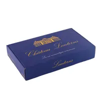 Высококачественная Роскошная синяя картонная коробка для вина с индивидуальным принтом ручка для упаковки бутылок подарок складная коробка 6 бутылок для вина