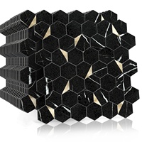 Hexagone moderne salle de bain cuisine mur fond dosseret adhésif peler et coller boisé mosaïques carreaux dos Splash autocollant