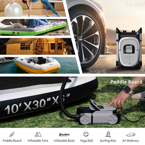 משאבת ניפוח חשמלית ניידת Gicle בלחץ גבוה 60PSI <span class=keywords><strong>12V</strong></span> 150W לגלשן סאפ קיאק, דו-שלבית עם כיבוי אוטומטי, יציבה, ABS אפור - Product Image 5