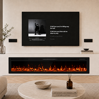 Cheminée électrique ultra-mince moderne, 7 couleurs, effet de feu réaliste avec chauffage, télécommande et minuterie intégrée pour salon et hôtel