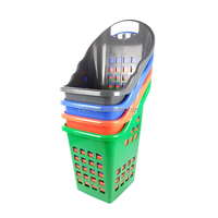 Panier de courses en plastique à roulettes avec 1 poignée et 4 roues, capacité de 60 L, panier de supermarché portable durable