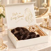 Boîte cadeau magnétique pliable en carton rigide avec dorure à chaud personnalisée de qualité supérieure et doublure en satin pour les ensembles de soins capillaires