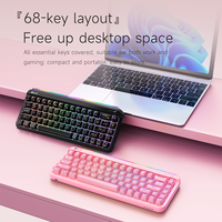 Clavier à membrane sans fil AJAZZ AF68 tri-mode, 68 touches compactes, rétroéclairage RVB, batterie 4000 mAh, pour ordinateur portable/PC/tablette, 3 couleurs