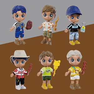 Mini-figurines de garçons en tenues de pique-nique, ensemble de figurines mignonnes, jouet de jeu d'imitation pour enfants, collection interactive pour jeu de rôle à la maison, cadeau - Product Image 4