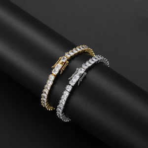 4Mm * 4mm 4-claw Square Zirconium Tennis <b>Bracelet</b>, <b>Copper</b> Micro-inlaid Zircon Single-row Chain Tanjing Fashion Lijing Necklace - Product Image 5
