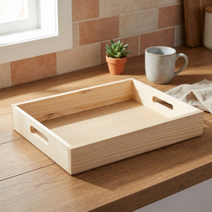 Plateau de rangement multifonction en bois écologique fait main, compatible lave-vaisselle et micro-ondes, finition thermolaquée, motif de Noël - Product Image 1