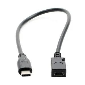 90度直角USB3.1 c型公到微型usb2.0母适配器转换器数据线