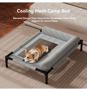 Groothandel Zomer Huisdierenbed Buiten Wasbaar Ademend Mesh Oxford Stof Verhoogd Kampeerbed Voor Kattenhond Effen Patroon Doos - Product Image 2