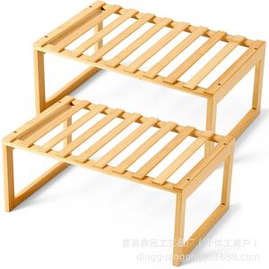 Wooden Kitchen Storage Rack Solid Wood Tabletop <b>Dish</b> Rack With <b>Stand</b> For Kitchenware - Product Image 4