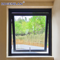 Fenêtre à auvent moderne en aluminium Rogenilan, double vitrage ventilé, vitrage Low-E extérieur, fenêtres sur mesure avec stores
