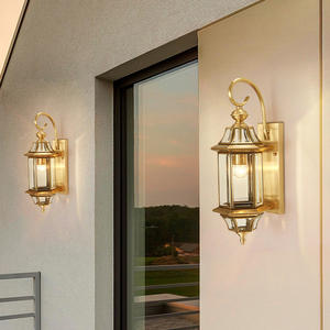Lámpara de pared de cristal de latón dorado antiguo, lámpara montada de diseño de cobre Vintage, proyecto de hogar de Hotel, jardín, decoración de luz al aire libre - Product Image 6