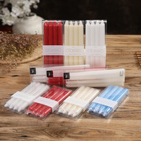 Bougie conique, lot de 4, style européen, sans parfum, sans gouttelettes, blanc ivoire, rouge, 20 cm, 25 cm de hauteur, bougie en bâton pour centre de table de mariage