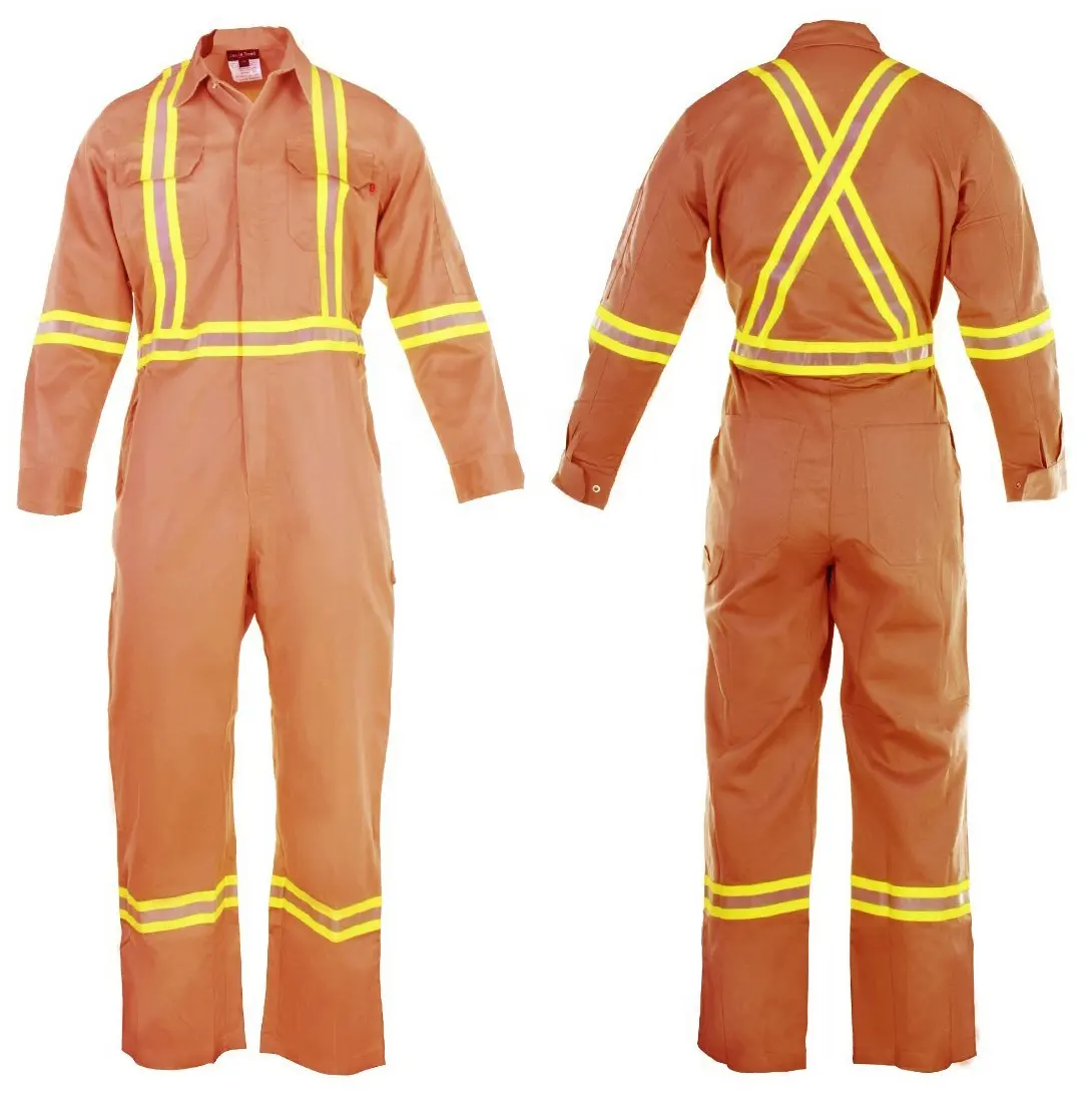 Clase 3 naranja FR o algodón ignífugo con cinta reflectante bata ignífuga ropa de seguridad