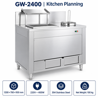 Station de panure électrique commerciale 1200 mm en acier inoxydable, table de préparation pour les magasins de poulet frit, cuisines de restauration GW-2400