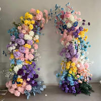 Groothandel Groene Rozen Hoorn Bloemenboog voor Bruiloft Zijden Bloemenboog voor Bruiloft Achtergrond Stof Bruiloft Boog Bloemen