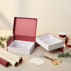 Fashion Design Square Jewelry <b>Box</b> 2 Rotating Drawers with Magnetic Closure Wine <b>Red</b>/White Cosmetic Organizer <b>Gift</b> Boxes - Product Image 1