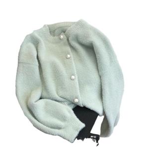 Flauschige Kurze Mohair-Strickjacken für Mädchen, Locker Geschnittene Offene Kurze Oberteile, Strickpullover mit Knöpfen für Damen - Product Image 6