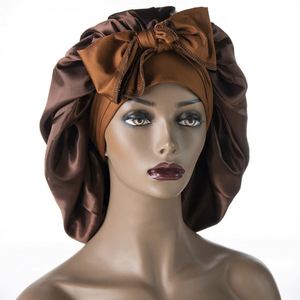 Bonnet de nuit en satin uni personnalisé avec logo, grande taille, pour femme, idéal pour la coiffure, cadeau promotionnel, vente en gros - Product Image 3