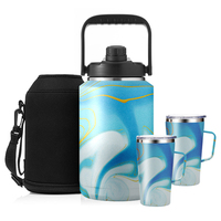 Vácuo portátil de 32oz/64/128oz, garrafo de cerveja, cerveja, garrafo de cerveja, aço inoxidável, caminhada dupla, com caneca de cerveja