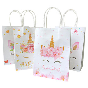 New Paper Gift <strong>Bag</strong> <strong>unicorn</strong> Birthday <strong>Party</strong> Theme Cartoon White Portable Kraft Paper <strong>Bag</strong> - Product Image 1