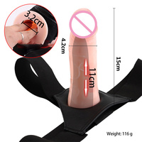 Hombres Correa En Dildo Bragas Usable Hollow Pene Alargar Manga Strapon Dildo Pantalones Arnés Cinturón para Hombre Juguetes Sexuales Para Mujer Gay
