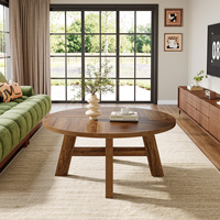 Table basse ronde Tribesigns de 39 pouces, style moderne du milieu du siècle, avec support croisé renforcé, table centrale en bois pour salon