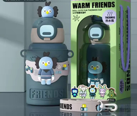 Ensemble cadeau de haute qualité JM6, 450 ml, design mignon de dessin animé, gobelets isothermes en acier inoxydable 316 avec 3 couvercles et sangle pour enfants