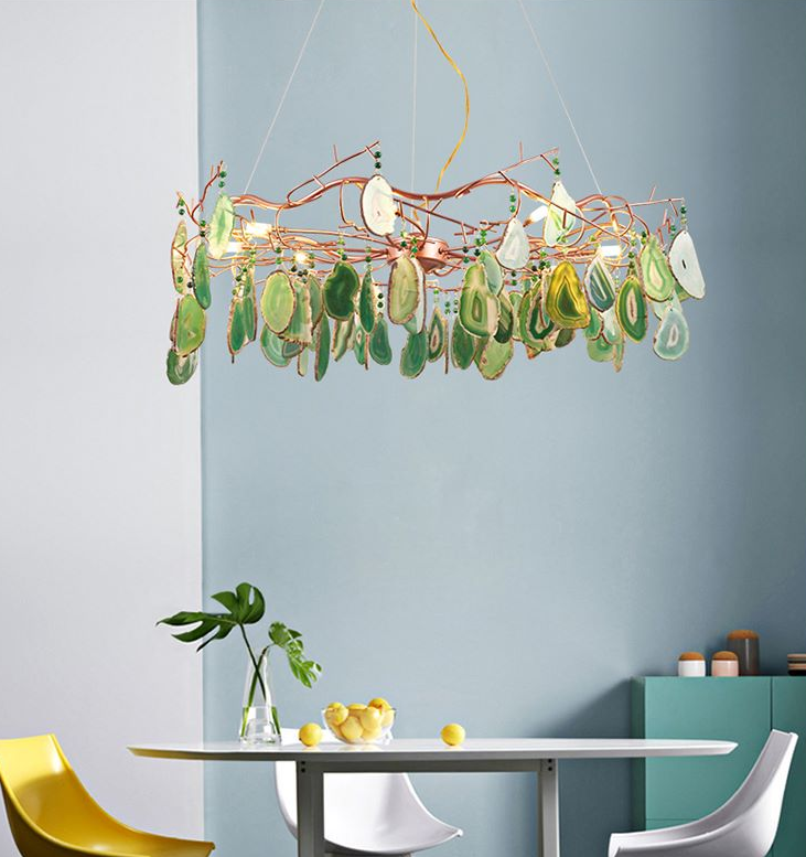 Living room lighting decoration chandeliers pendant lights luxury colored agate chandelier