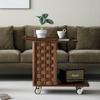 Table basse roulante en bois massif de style moderne, table d'appoint mobile pour canapé avec rangement, table de chevet, mobilier de salon