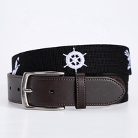 Ceinture en toile épaisse de haute qualité pour le golf, bordure en PU, broderie exquise, ceinture en jean pour adolescents, hommes et femmes
