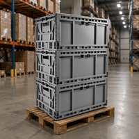 ZNPLAST Conteneur pliable en plastique solide de norme européenne, caisse de stockage empilable à porte rabattable pour charges lourdes