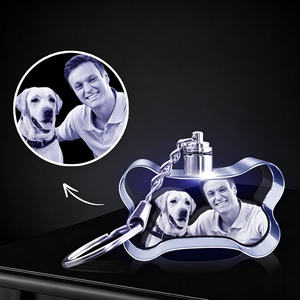 Wholesale New Design K9 <b>Customize</b> 3D Bone Shape Blank Led Light Crystal Dog Bone <b>Keychain</b> for Souvenir Gifts - Product Image 3