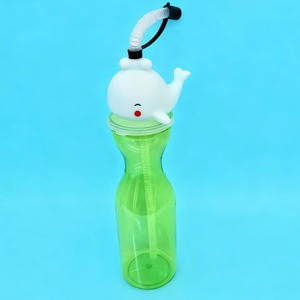 Karikatür Deniz Hayvanı Desenli Kapaklı Şeffaf Bardak 450ml, Sevimli Tek Kullanımlık Pipetli Plastik Bardak Meyve Suyu Sütlü Çay İçin, Çocuk Partisi Hediyesi - Product Image 3