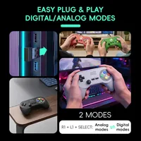 Control de Juego Inalámbrico Data Frog PC07 de Estilo Clásico, Receptor Dual, Gamepad Retro para Windows/Mac/Linux, Android TV, Juegos de Arcade
