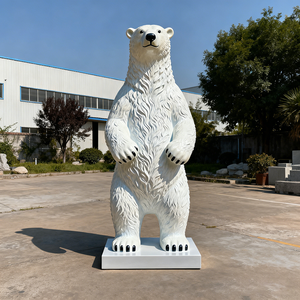 Escultura de Oso Polar de Dibujos Animados de Fibra de Vidrio de Gran Tamaño, Escultura de Resina de <span class=keywords><strong>Animal</strong></span> Ártico de Tamaño Real, Modelos Temáticos para Exhibición - Product Image 3