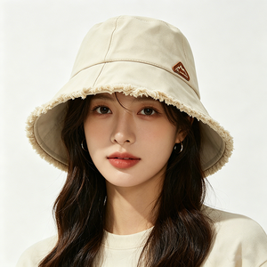 หมวกบักเก็ตผ้าฝ้าย 100% แบบยูนิเซ็กซ์ ขอบรุ่ย ใส่ได้สองด้าน ป้องกันรังสียูวี เหมาะสำหรับกิจกรรมกลางแจ้ง ตกปลา กีฬา ลำลอง  แบบคัสตอมสำหรับนักตกปลาและปีนเขา - Product Image 1