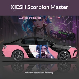 ฟิล์มเปลี่ยนสีรถยนต์ วัสดุ PET ลายเพ้นท์แบบกำหนดเอง หุ้มรถทั้งคัน ลายการ์ตูนสองมิติ ดีไซน์ Labubu - Product Image 6