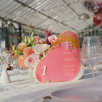 Support de numéro de table et de menu personnalisé pour banquet, en acrylique coloré effet miroir or et argent, géométrique, découpé au laser, pour mariages et événements, petite série