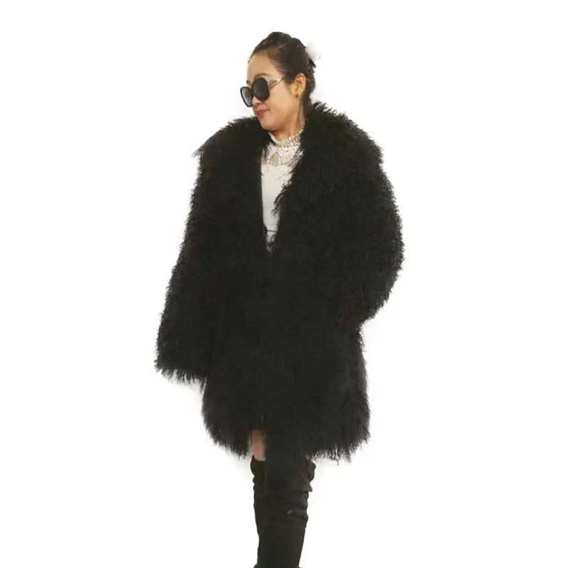 ALICEFUR Wholesale fashion real Mongolian Tibetan lamb fur coat for women winter