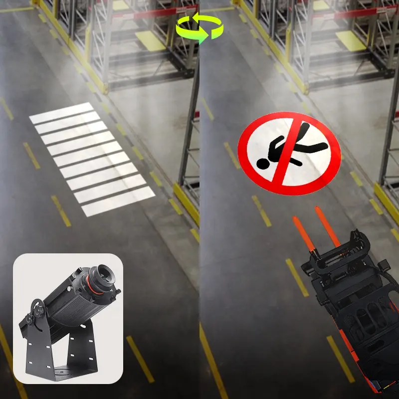 Projecteur rotatif LED de sécurité pour trottoir d'entrepôt Gobo Zebra crossing avec télécommande pour éclairage publicitaire extérieur