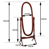 Wooden Frame Full Length Mirror Oval Free - Standing Dressing Mirror for Bedroom Living Room