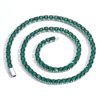 Chaîne Tennis Multicolore 5mm Iced Out 5A CZ à Rangée Unique avec Fermoir à Ressort en Zircon Cubique, Bijoux Hip Hop pour Femmes et Hommes
