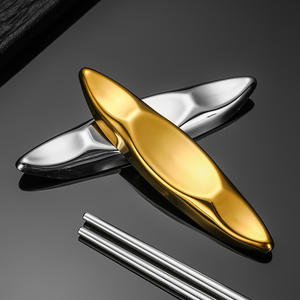 ที่วางตะเกียบสแตนเลสสีทองเงินรูปใบไม้สำหรับโรงแรม ที่วางช้อนตะเกียบ - Product Image 1