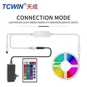 TCWIN 2025 Trending 24-Keys Remote <span class=keywords><strong>Controller</strong></span> <span class=keywords><strong>Smart</strong></span> 5050 RGB <span class=keywords><strong>LED</strong></span> <span class=keywords><strong>Strip</strong></span> Light Kit 5M 12V IP65 Impermeable para decoración de Navidad - Product Image 4
